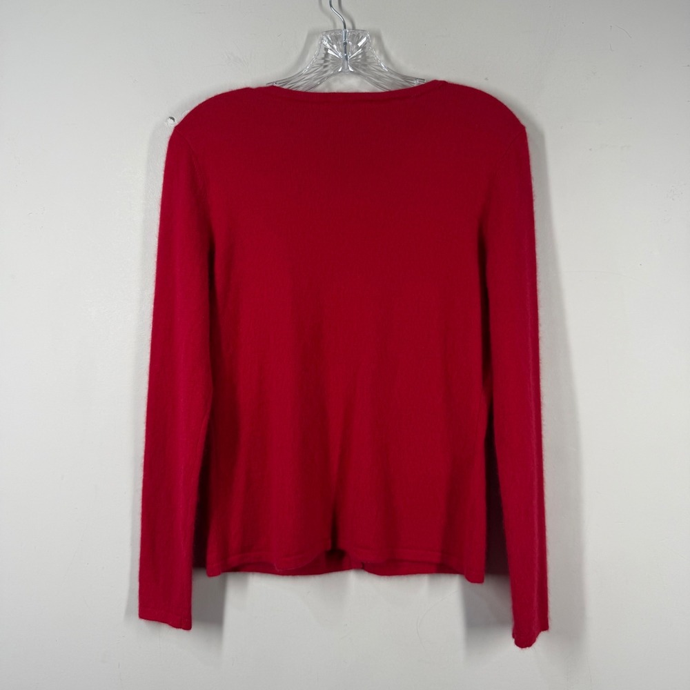 Merry & Bright Red Angora Wool Blend Holiday Ornament Sequin Cardigan Sweater S - Picture 5 of 13